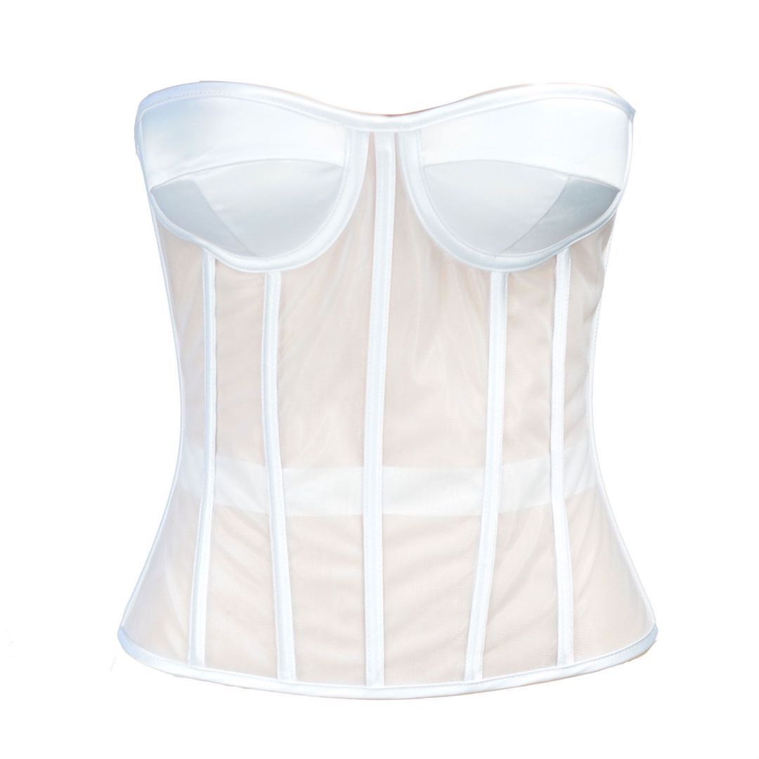 Mesh Wedding Dress Bottoming See-through Corset - Mubimart -  