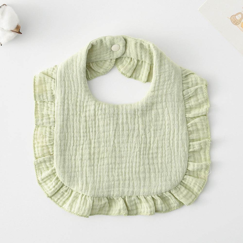 Baby Bib Ruffled Cotton Printed Gauze Lace Bib - Mubimart