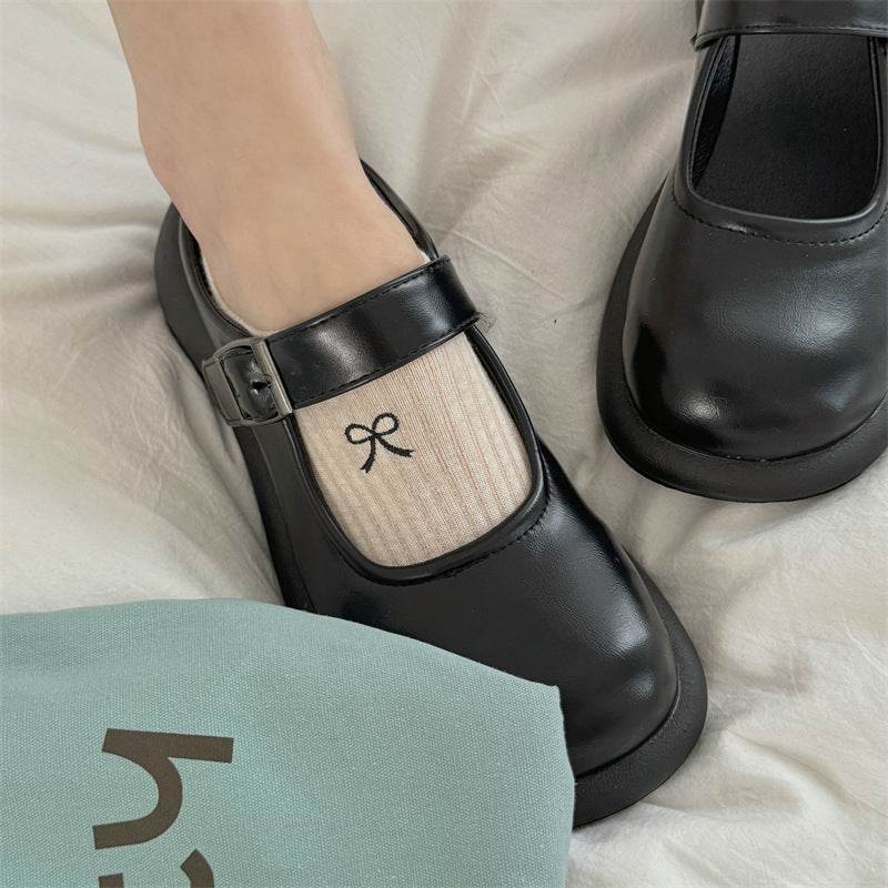 Bow Embroidery Cotton Women's Low-cut Liners Socks - Mubimart