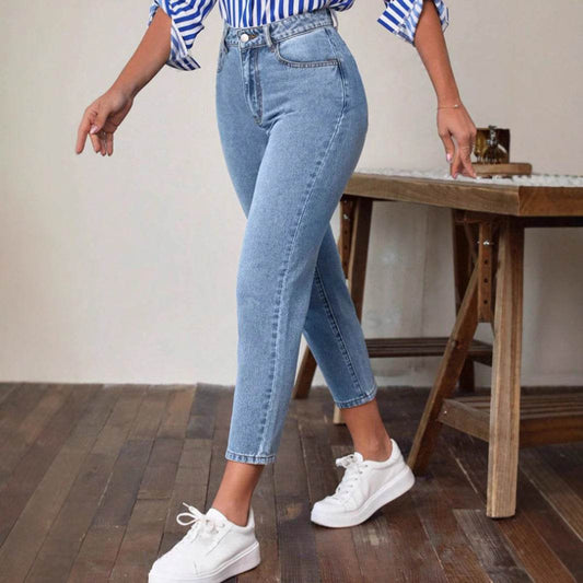 Retro High Waist Stretch Skinny Jeans For Women - Mubimart