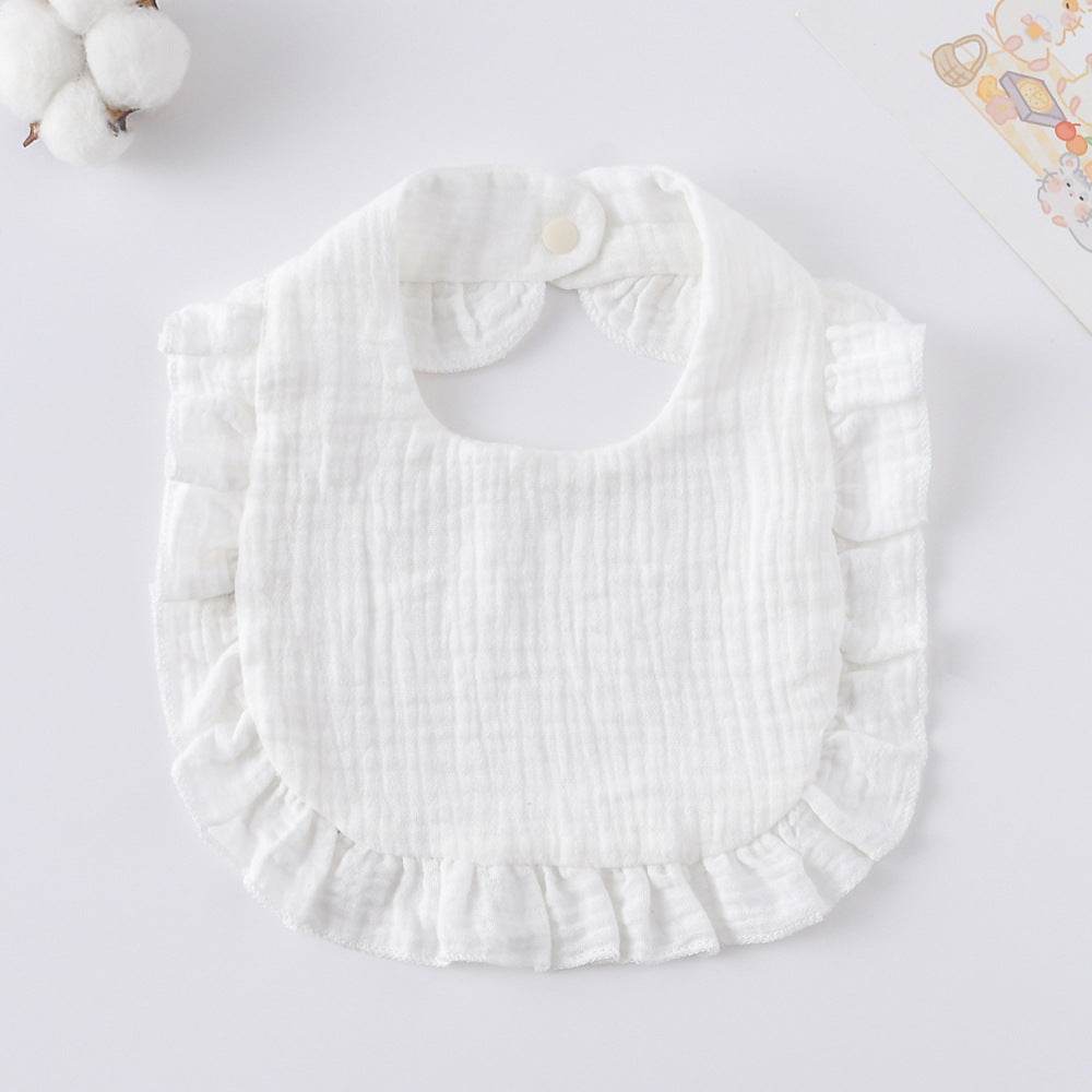 Baby Bib Ruffled Cotton Printed Gauze Lace Bib - Mubimart