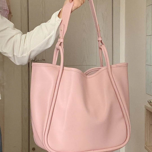 Large Capacity Soft Leather Tote Shoulder Bag Women - Mubimart