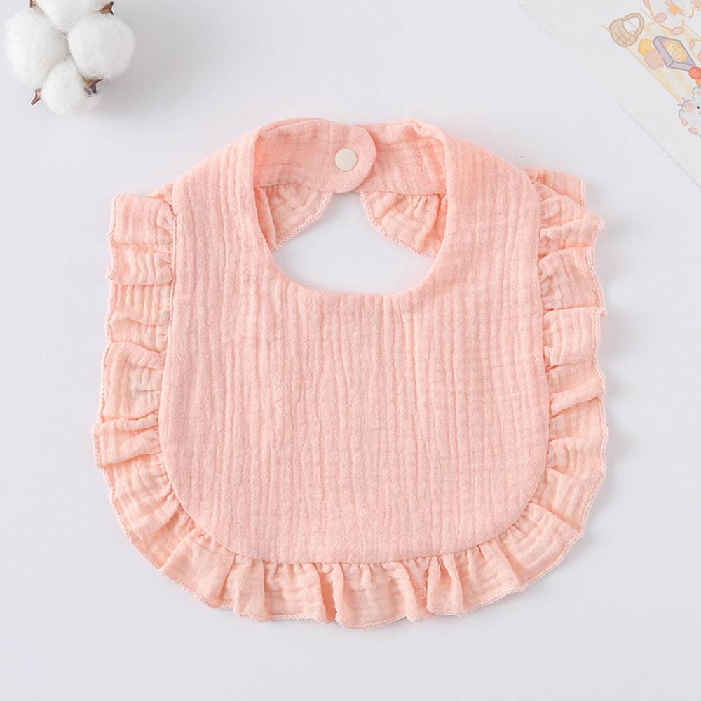 Baby Bib Ruffled Cotton Printed Gauze Lace Bib - Mubimart