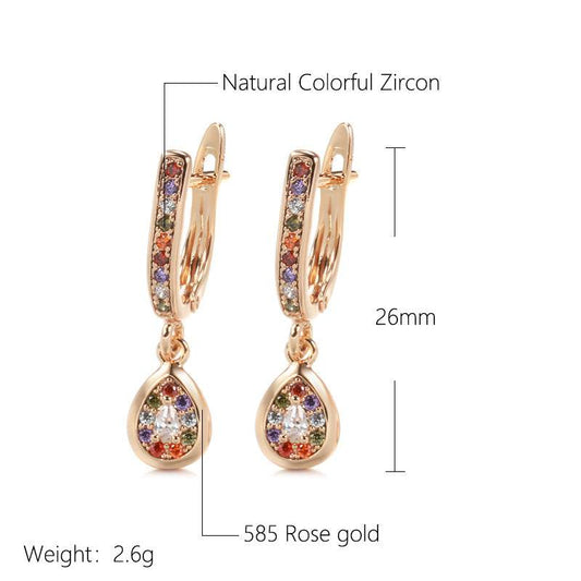 Stud Earrings For Women Rose Gold Stud Earrings Simple Colorful Zircon - Mubimart