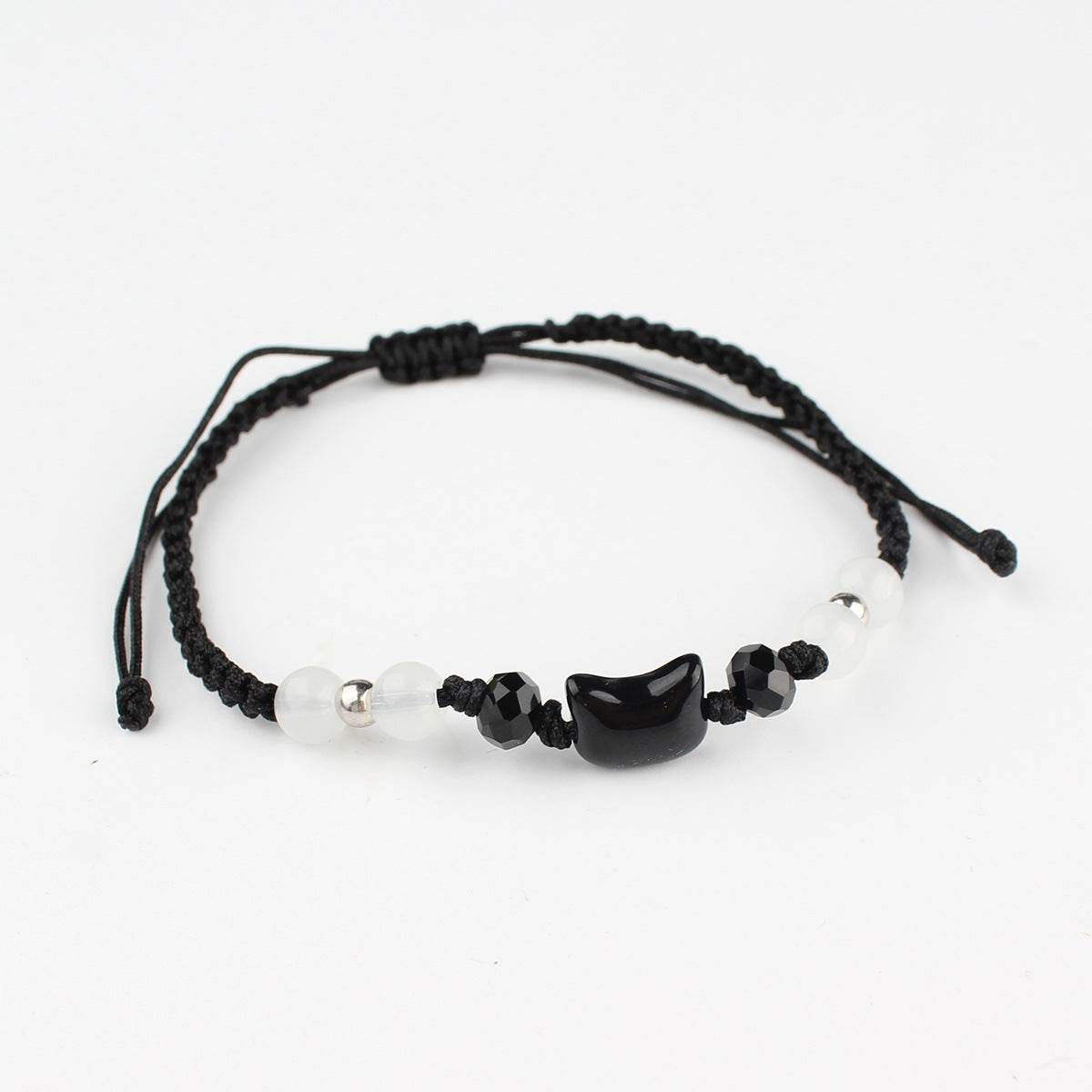 Black Cat White Cat Beaded Hand Weaving Bracelet Men And Women - Mubimart