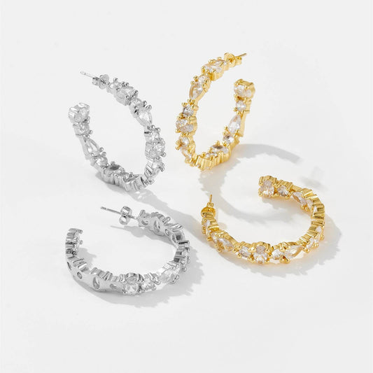 Fashion Zircon Simple Stud Earrings Women - Mubimart