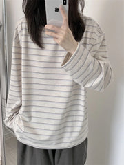 Striped Long-sleeved T-shirt For Women