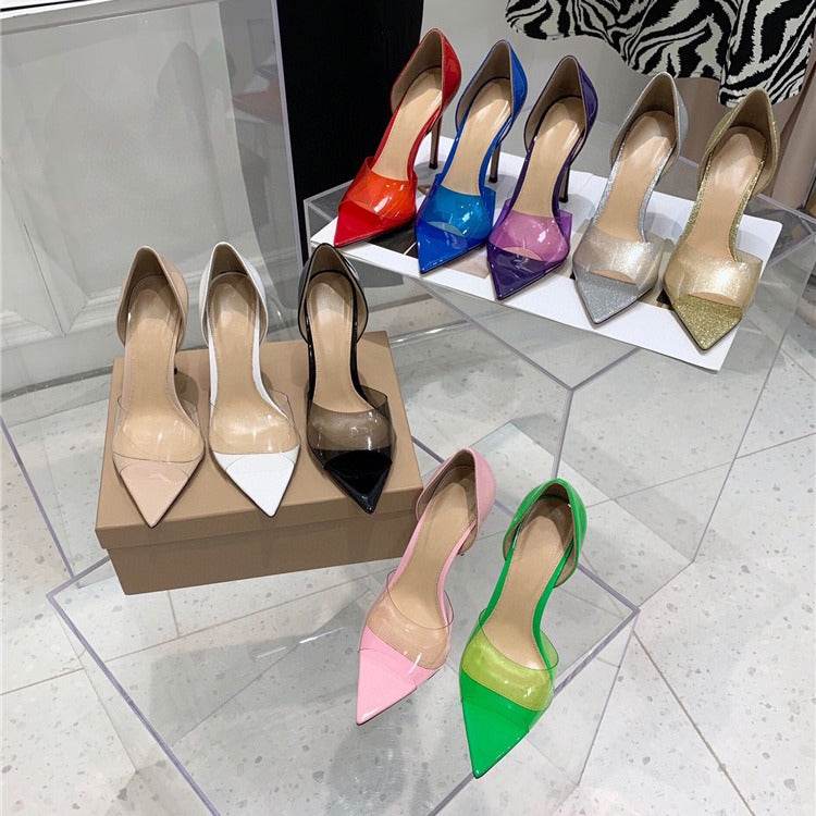 Pointed Peep Toe Sexy Fashion Stiletto Heel High Heels - Mubimart