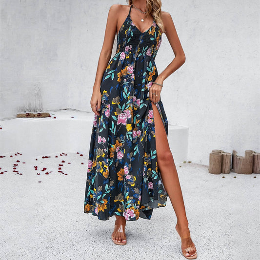 Women's Holiday Printing Slip Dress - Mubimart