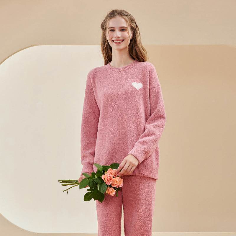 Autumn And Winter Half Velvet Couple Pajamas Women Thickened Warm Loungewear - Mubimart