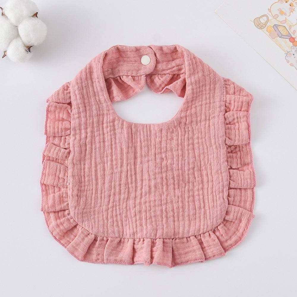 Baby Bib Ruffled Cotton Printed Gauze Lace Bib - Mubimart