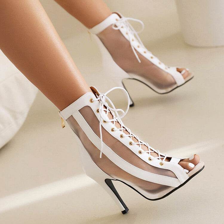 Peep Toe Strap Jazz High Heels - Mubimart