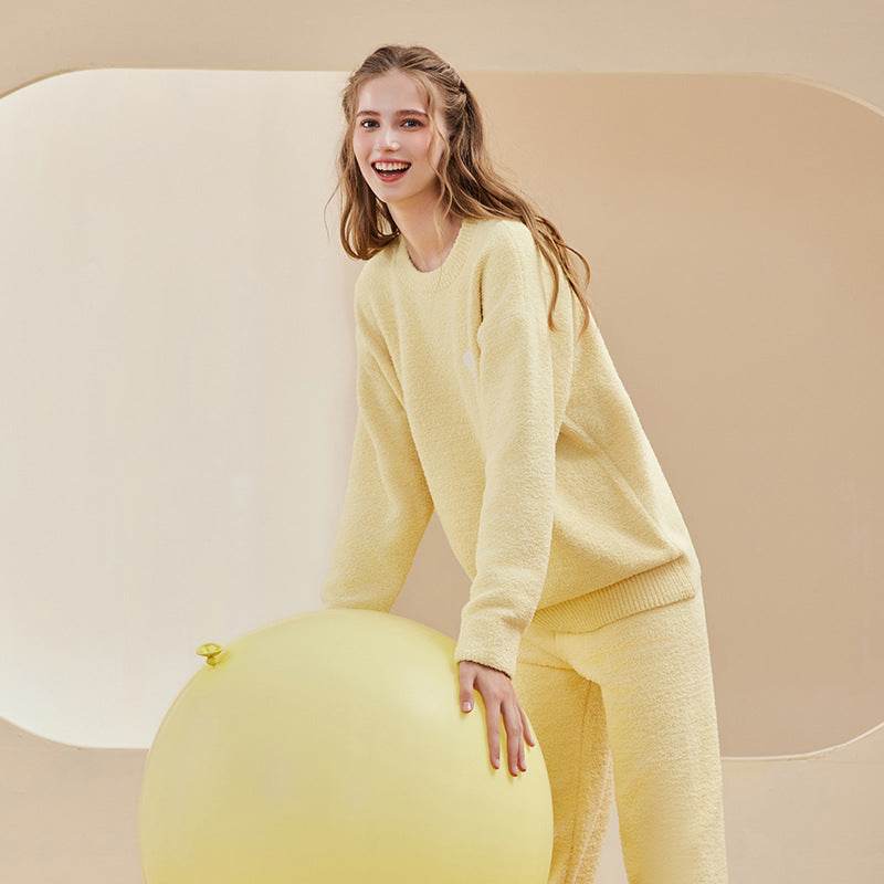 Autumn And Winter Half Velvet Couple Pajamas Women Thickened Warm Loungewear - Mubimart