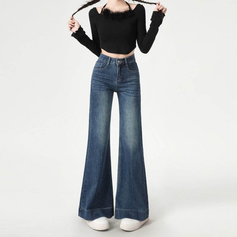 High Street Retro Slightly Flared Jeans Women - Mubimart
