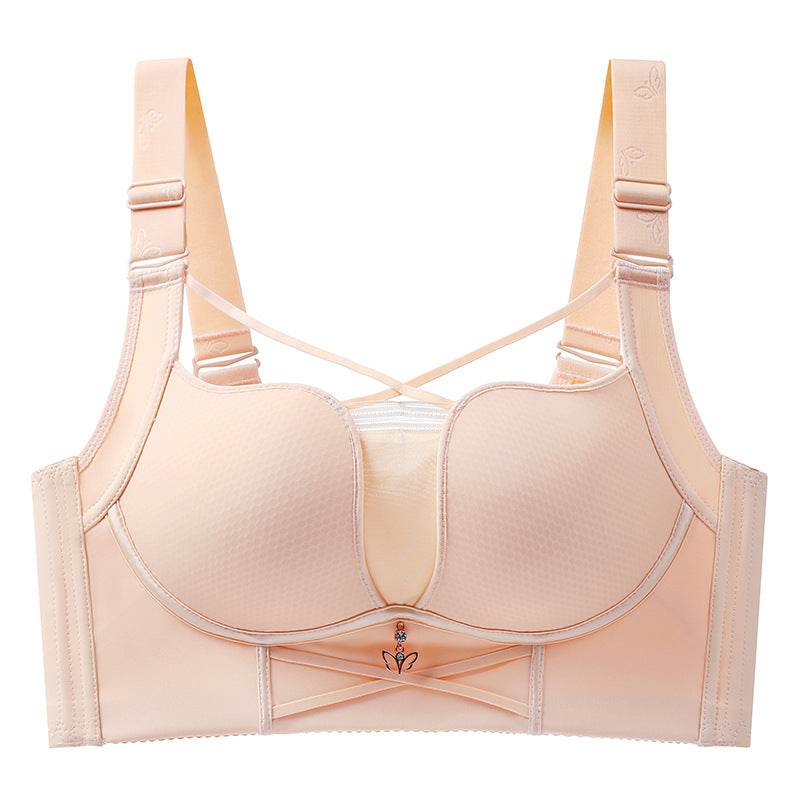 Women's Fashion Simple Cross Strap Wireless Bra - Mubimart