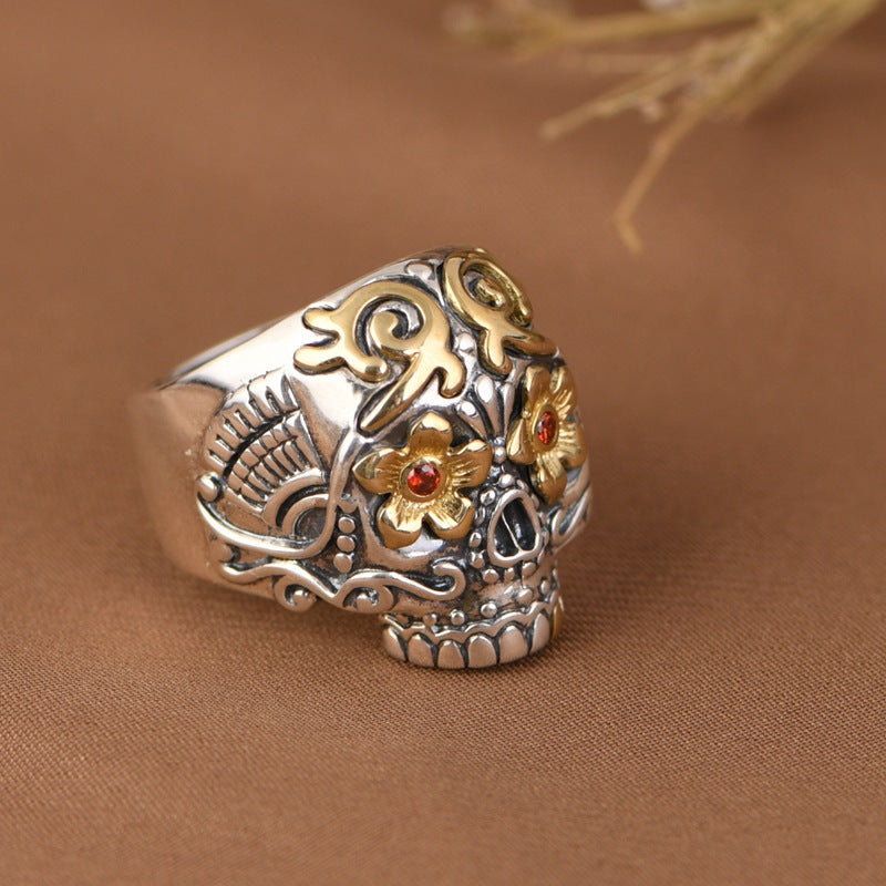 S925 Silver Ring Vintage Craft Open Ring For Men