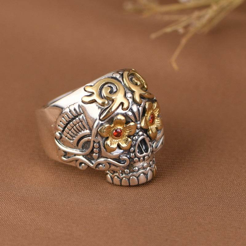 S925 Silver Ring Vintage Craft Open Ring For Men - Mubimart