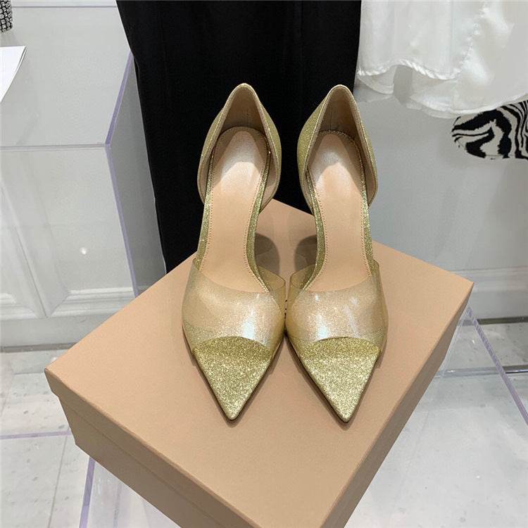Pointed Peep Toe Sexy Fashion Stiletto Heel High Heels - Mubimart