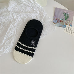 Black And White Cute Bubble Mouth Women's Low-cut Liners Socks Invisible - Mubimart -  