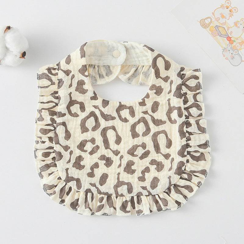 Baby Bib Ruffled Cotton Printed Gauze Lace Bib - Mubimart