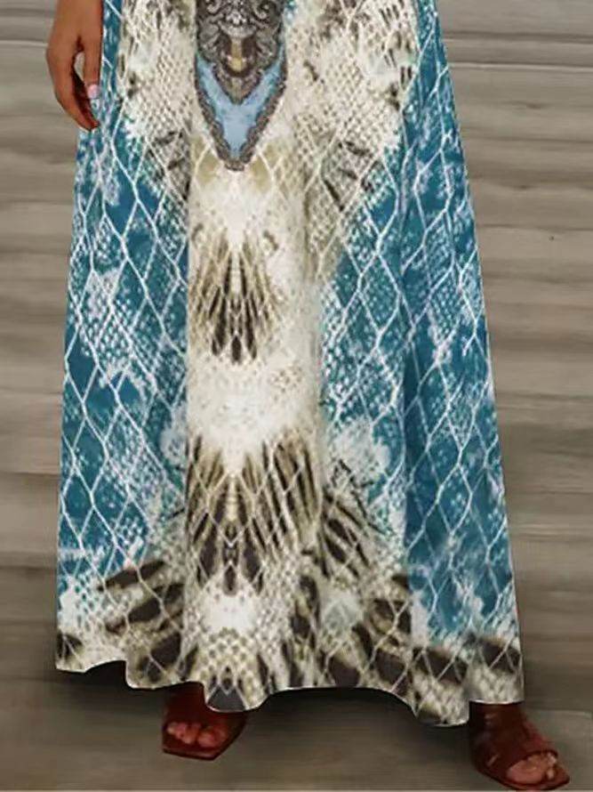 Slim Feather Positioning Printing Slip Dress - Mubimart