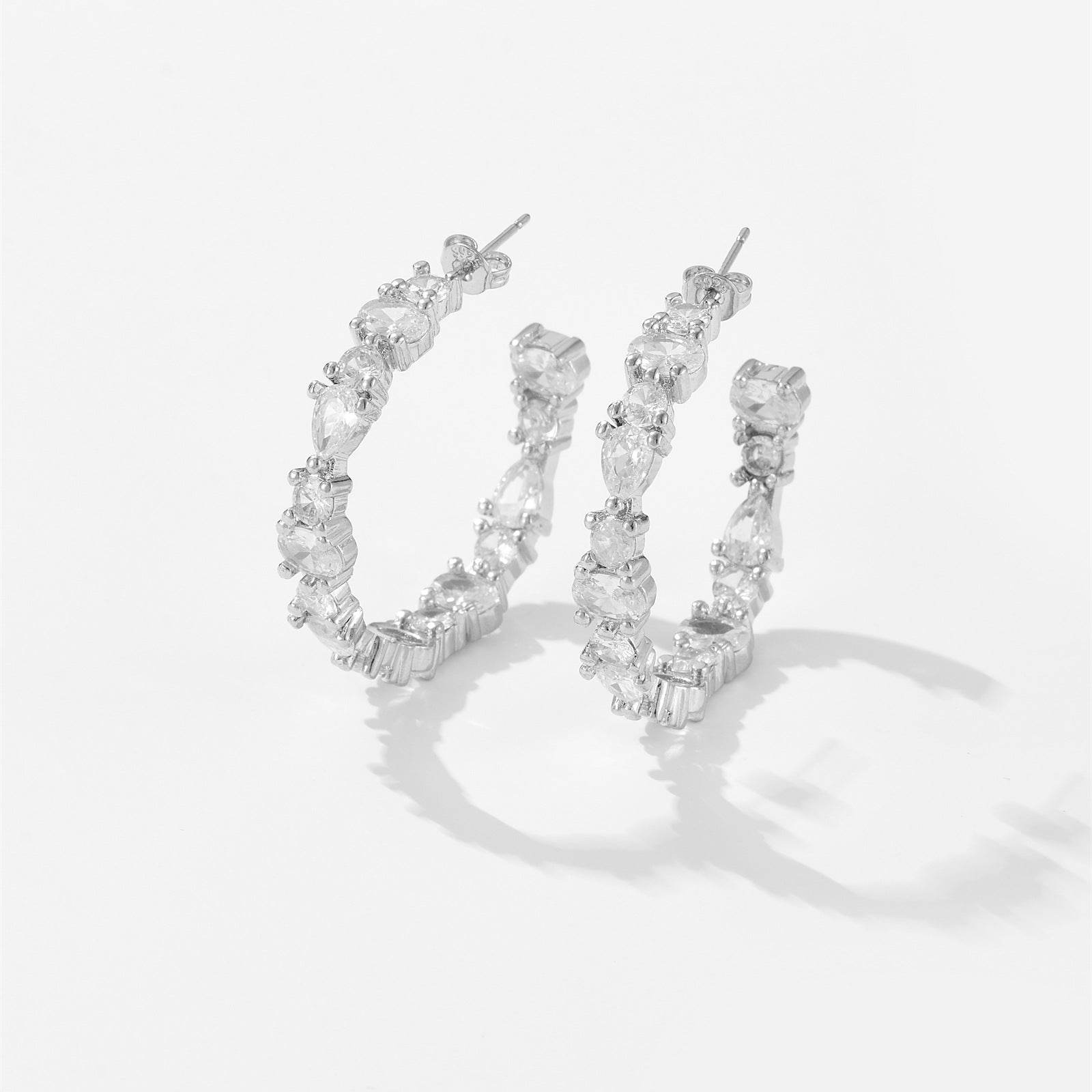 Fashion Zircon Simple Stud Earrings Women - Mubimart