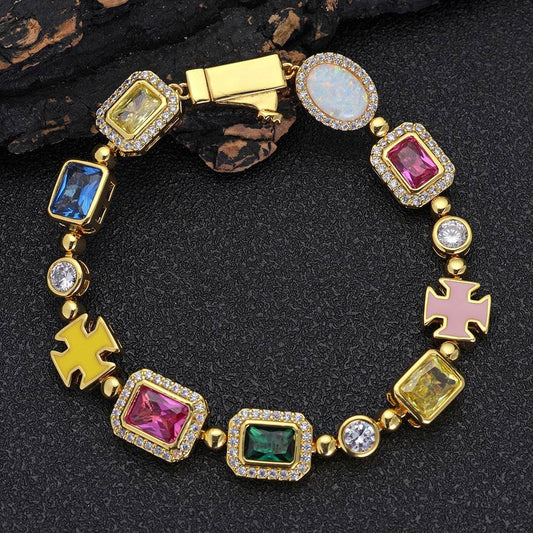 Hip Hop Color Gemstone Jewelry Bracelet Female Accessories - Mubimart