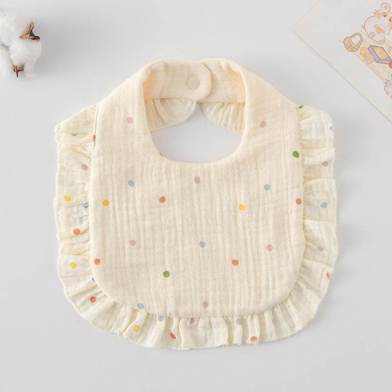 Baby Bib Ruffled Cotton Printed Gauze Lace Bib - Mubimart