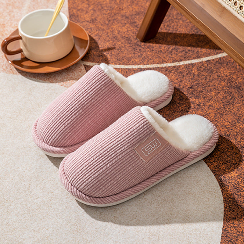 Fashion Indoor Home Slippers Non-slip Floor Shoes For Women Men Soft Bottom Velvet  Fur Slides House Shoes Bedroom Slipper - Mubimart -  