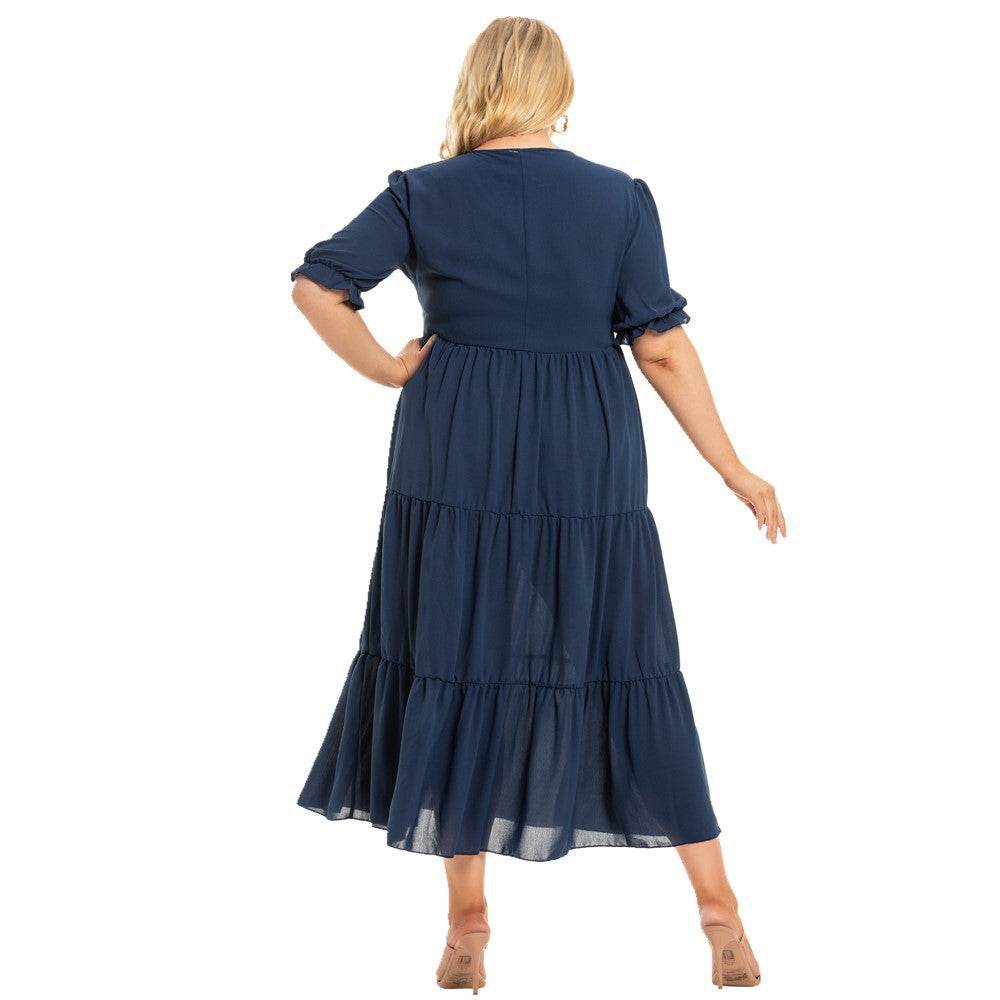 Plus Size Short-sleeve One-piece Dress For Women - Mubimart