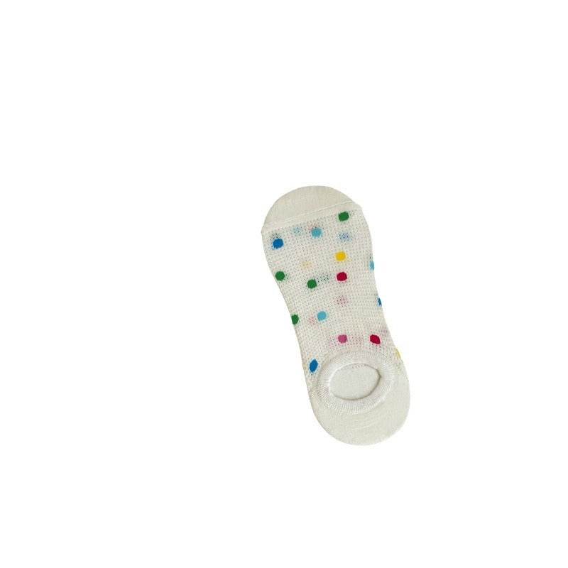 Women's Colored Polka Dot Cotton Low Cut Socks - Mubimart