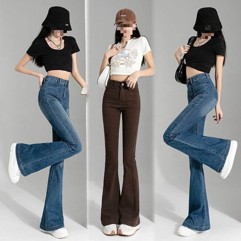 Spring And Autumn Hot Girl Slightly Flared Jeans Women - Mubimart