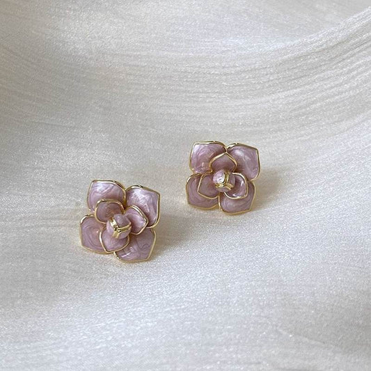 Flower Pearl Stud Earrings Women - Mubimart