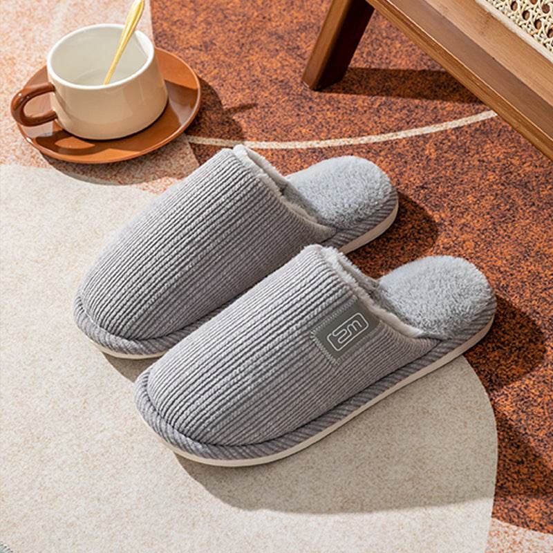 Fashion Indoor Home Slippers Non-slip Floor Shoes For Women Men Soft Bottom Velvet Fur Slides House Shoes Bedroom Slipper - Mubimart