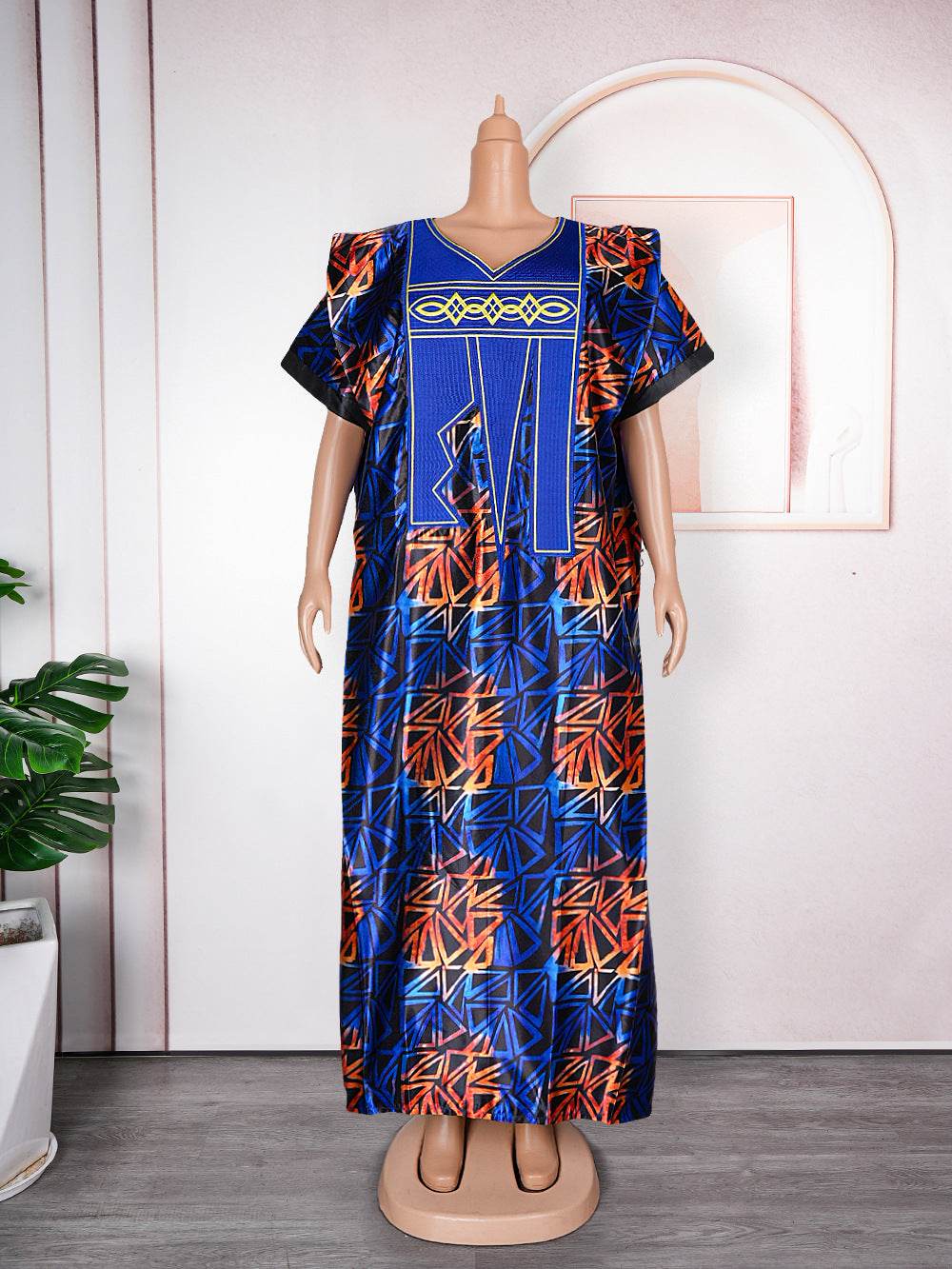 Plus Size Printed Dress Women's Embroidery Muslim Robe - Mubimart