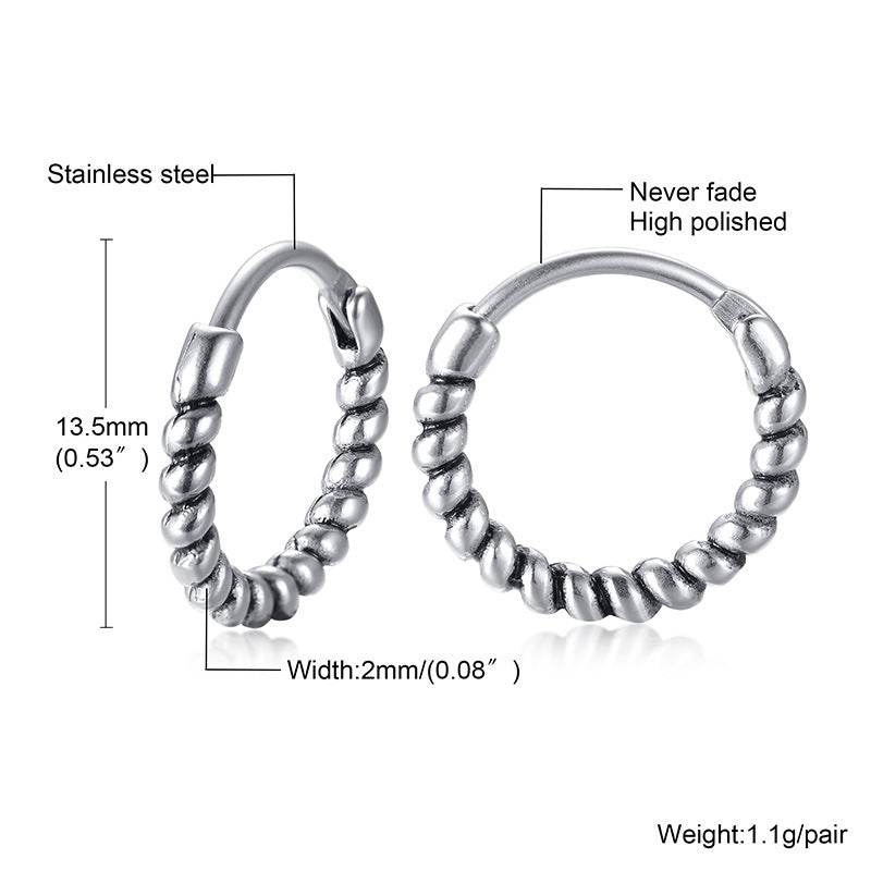 Titanium Steel Earrings Retro Men - Mubimart