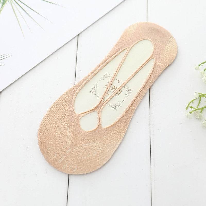 Sling Anti-off Heel Shallow Mouth Low Cut Thin Simple Invisible Socks - Mubimart