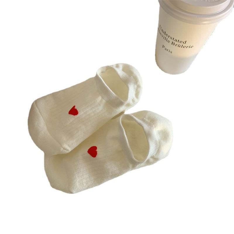 Love Pattern Cotton Women's Low-cut Liners Socks Female Invisible Socks - Mubimart