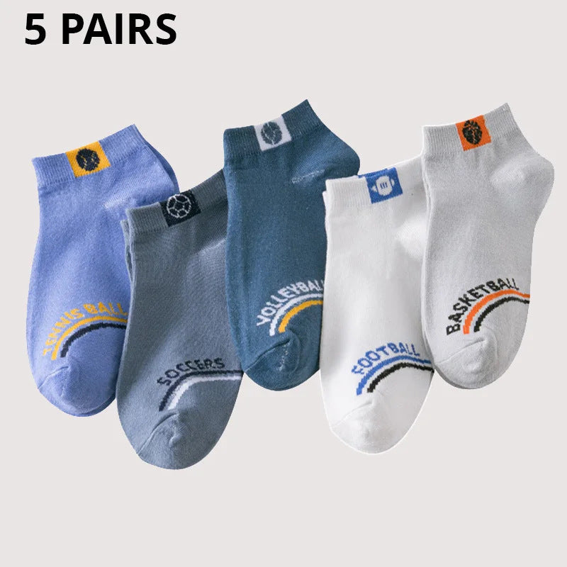 Short Spring And Summer Solid Color Men's Thin Breathable Boat Socks Trendy Athletic Socks - Mubimart -  