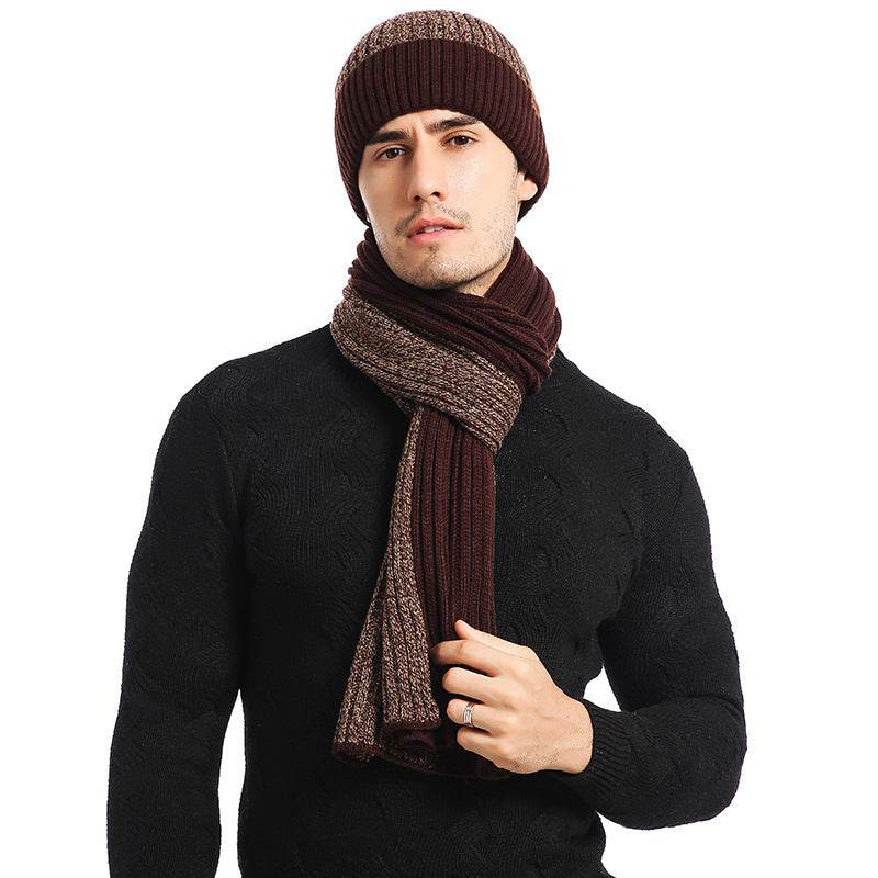 Warm Hat Scarf Gloves Knitted Plus Fluff Winter Men - Mubimart