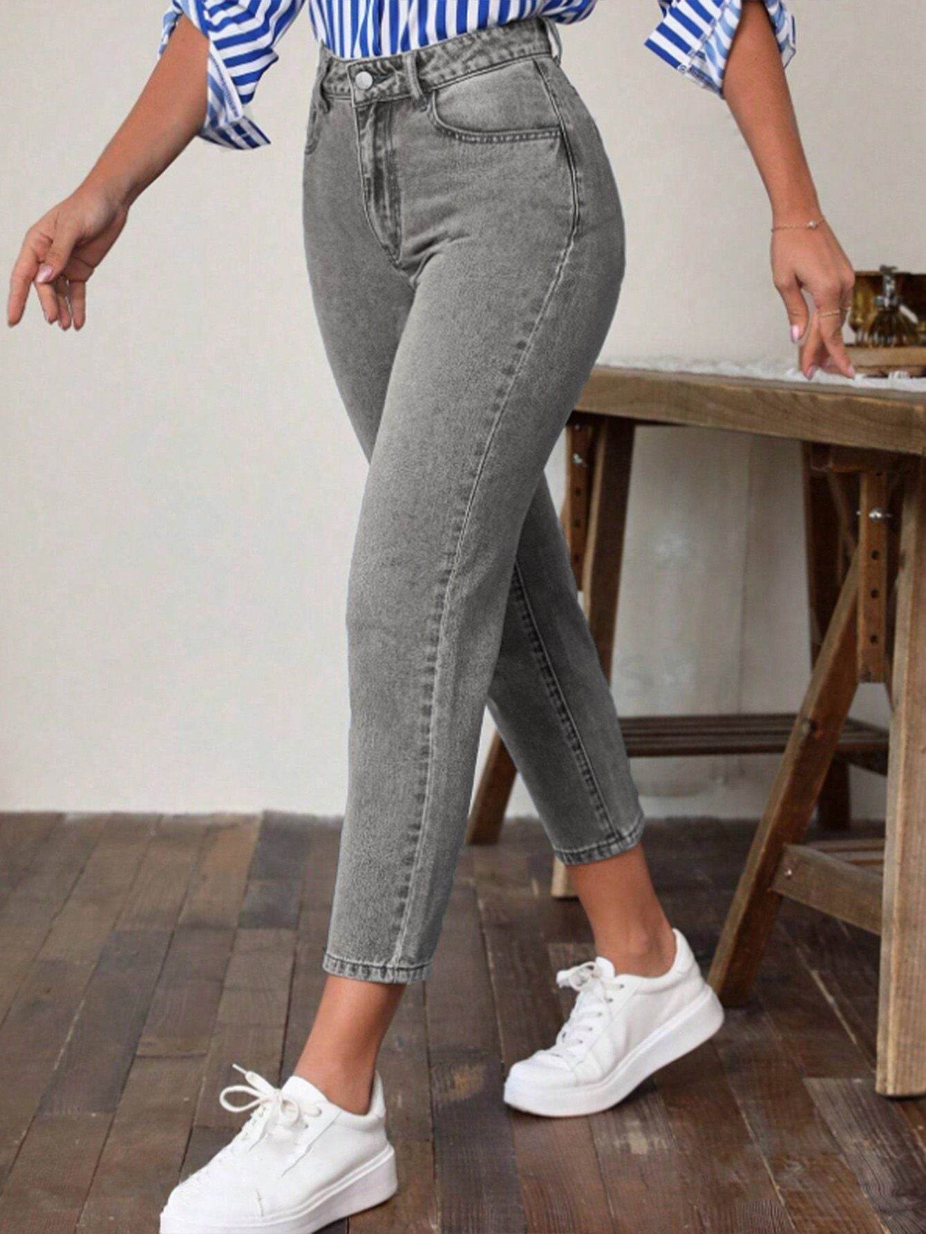Retro High Waist Stretch Skinny Jeans For Women - Mubimart