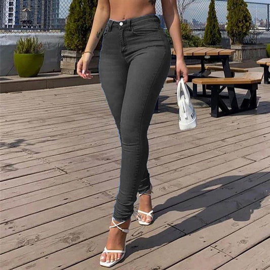 Sexy Peach Hip Skinny Jeans For Women - Mubimart