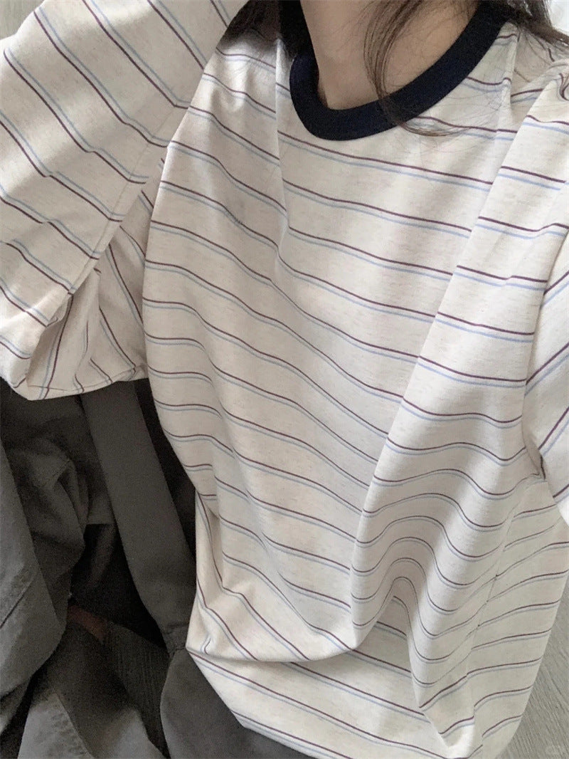 Striped Long-sleeved T-shirt For Women