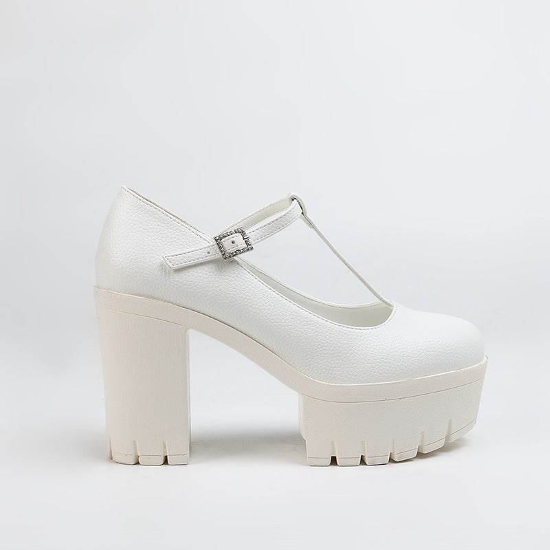 Size Pumps Fashion High Heels Thick - Mubimart