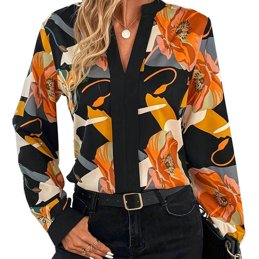 Printed Elegant All-match Plus Size Shirt For Women - Mubimart