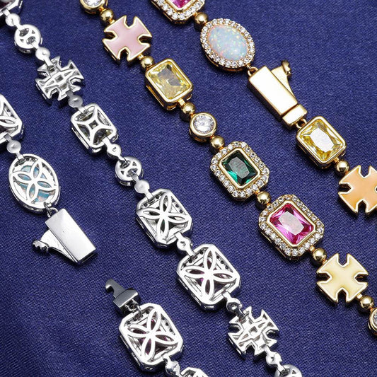 Hip Hop Color Gemstone Jewelry Bracelet Female Accessories - Mubimart