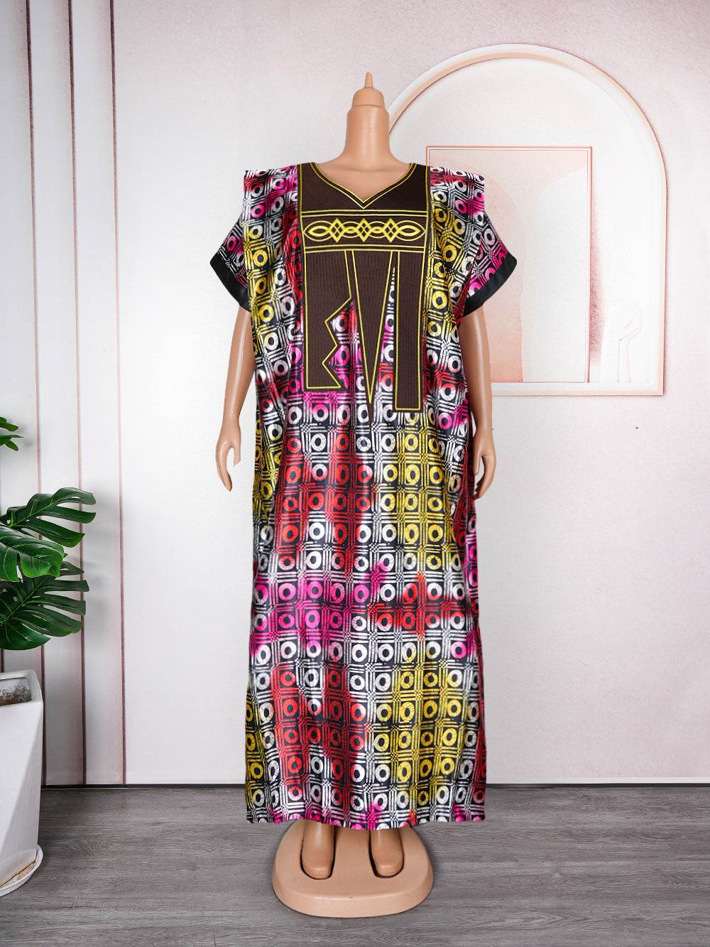 Plus Size Printed Dress Women's Embroidery Muslim Robe - Mubimart