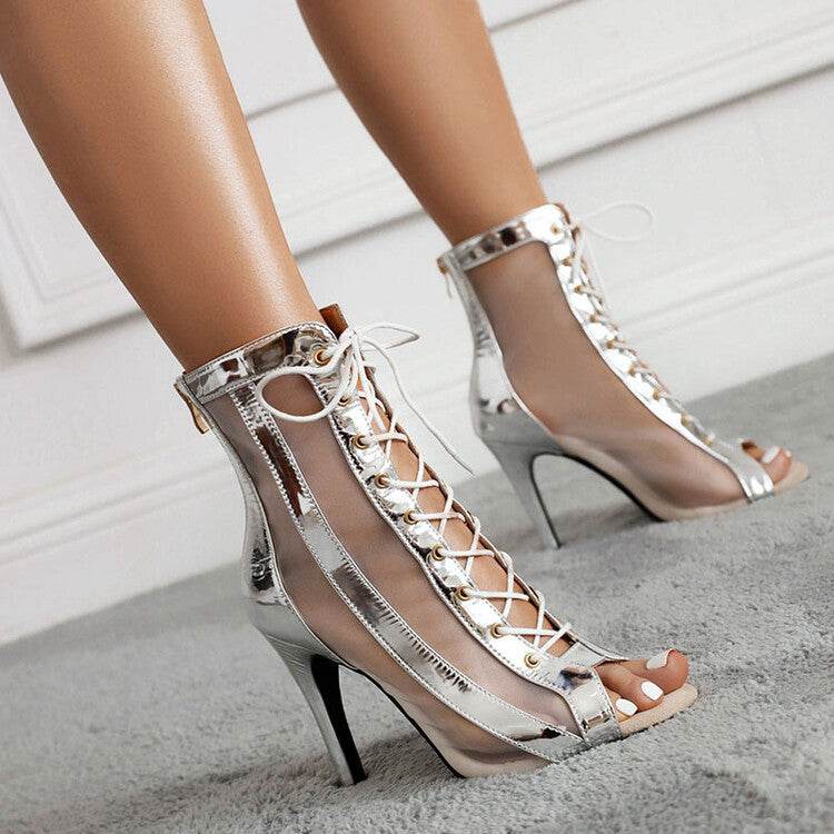Peep Toe Strap Jazz High Heels - Mubimart