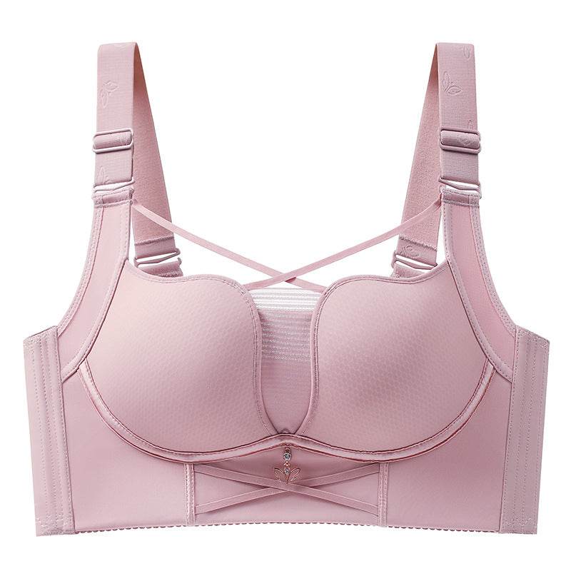 Women's Fashion Simple Cross Strap Wireless Bra - Mubimart
