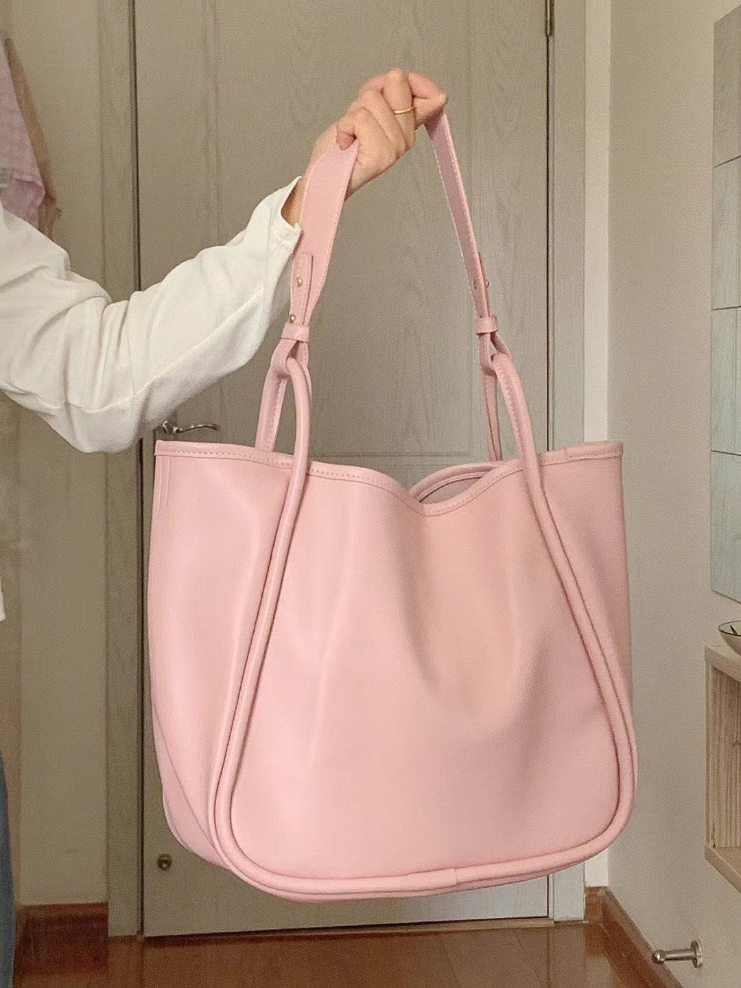 Large Capacity Soft Leather Tote Shoulder Bag Women - Mubimart